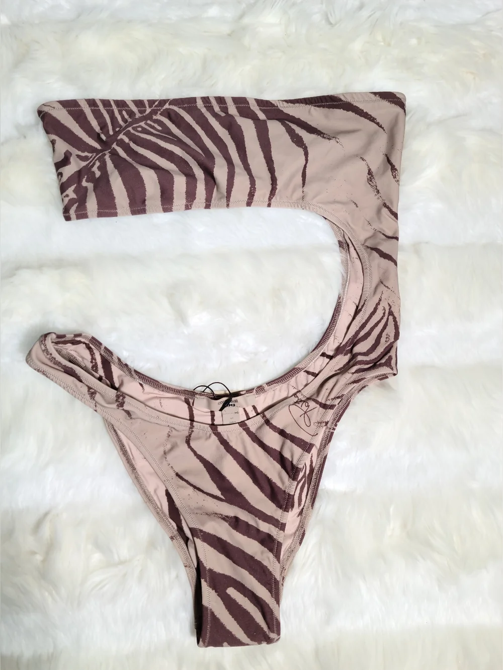 Cavalli x SKIMS Zebra Print Strapless Monokini Women Large NEW